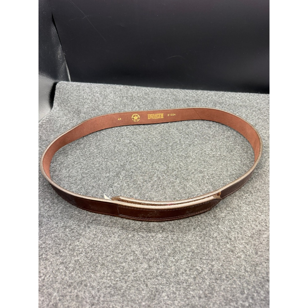 Duluth Trading Co Brown Leather Buckleless Work Belt 44 Made in USA 61024